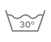 lavar à temperatura máxima de 30ºC; Em processo normal.
